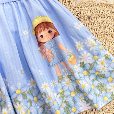 Vestido Menininha no Jardim - Azul Bebê